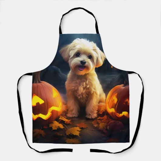 Halloween Yorkipoo mit Pumpkins Beängstigend Schürze (Vorderseite)