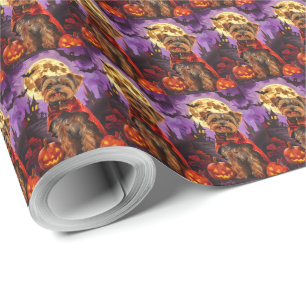 Halloween Yorkipoo Vampir-Kürbisse Gruselig Geschenkpapier