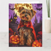 Halloween Yorkipoo Vampire Pumpkins Beängstigend Karte (Vorderseite)