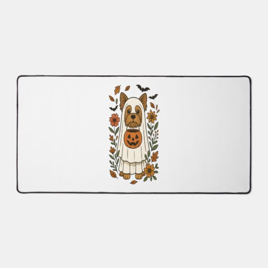 Halloween Yorkshire Terrier Blume Halloween Schreibtischunterlage (Vorderseite)
