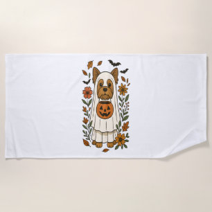 Halloween Yorkshire Terrier Blume Halloween Strandtuch