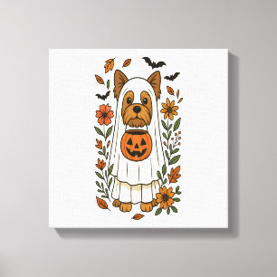 Halloween Yorkshire Terrier Blumen Halloween Leinwanddruck