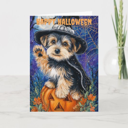 Halloween Yorkshire Terrier Dog Feiertagskarte (Vorderseite)