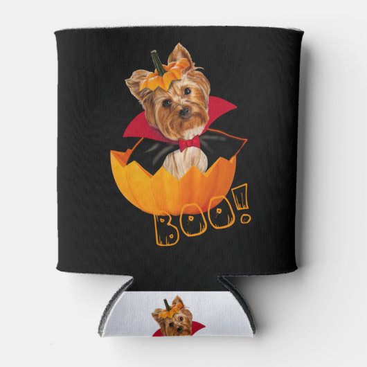 Halloween Yorkshire Terrier-Hundekürbis Dosenkühler (Vorderseite)