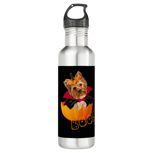 Halloween Yorkshire Terrier-Hundekürbis Edelstahlflasche (Vorderseite)