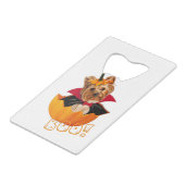 Halloween Yorkshire Terrier-Hundekürbis Geldbeutel Flaschenöffner (Rückseite Schrägansicht)