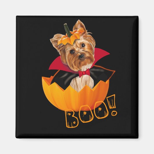 Halloween Yorkshire Terrier Kürbis Magnet (Vorne)