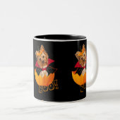 Halloween Yorkshire Terrier Kürbis Zweifarbige Tasse (VorderseiteRechts)