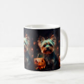Halloween Yorkshire Terrier mit Pumpkins Beängstig Kaffeetasse (VorderseiteRechts)