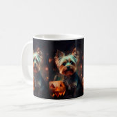 Halloween Yorkshire Terrier mit Pumpkins Beängstig Kaffeetasse (Vorderseite Links)