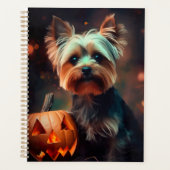 Halloween Yorkshire Terrier mit Pumpkins Beängstig Planer (Vorderseite)