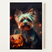 Halloween Yorkshire Terrier mit Pumpkins Beängstig Planer (Rückseite)