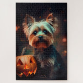 Halloween Yorkshire Terrier mit Pumpkins Beängstig Puzzle (Vertikal)
