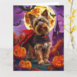 Halloween Yorkshire Terrier Vampir Kürbisse Grusel Karte