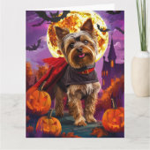 Halloween Yorkshire Terrier Vampire Pumpkins Beäng Karte (Vorderseite)