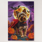 Halloween Yorkshire Terrier Vampire Pumpkins Beäng Puzzle (Vertikal)