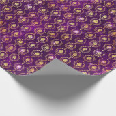 Halloween-Zauber Gold-Lila Muster für BlumenDamast Geschenkpapier (Ecke)