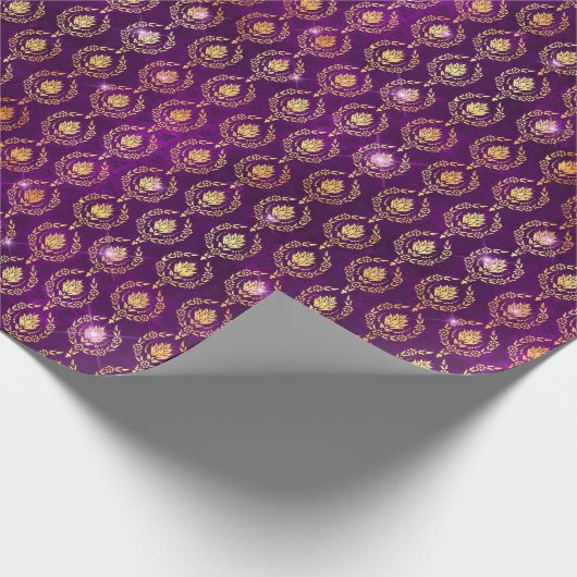 Halloween-Zauber Gold-Lila Muster für BlumenDamast Geschenkpapier (Ecke)