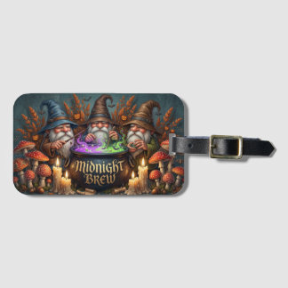 Halloween-Zauberer-Gnome-Mitternachts-Bräu-Kessel Gepäckanhänger