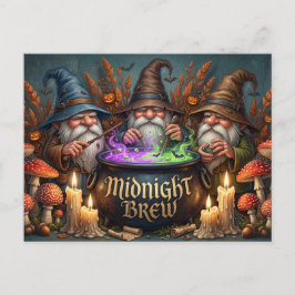 Halloween-Zauberer-Gnome-Mitternachts-Bräu-Kessel Postkarte