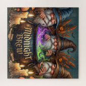 Halloween-Zauberer-Gnome-Mitternachts-Bräu-Kessel Puzzle (Horizontal)