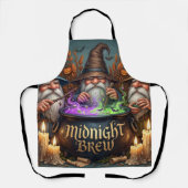 Halloween-Zauberer-Gnome-Mitternachts-Bräu-Kessel Schürze (Vorderseite)