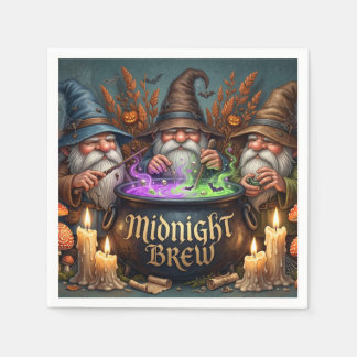 Halloween-Zauberer-Gnome-Mitternachts-Bräu-Kessel Serviette