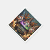 Halloween-Zauberer-Gnome-Mitternachts-Bräu-Kessel Serviette (Ecke)