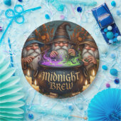 Halloween-Zauberer-Gnome-Mitternachtsbrau-Kessel Pappteller (Party)