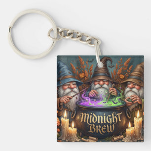 Halloween-Zauberer-Gnome-Mitternachtsbrau-Kessel Schlüsselanhänger