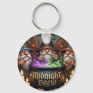 Halloween-Zauberer-Gnome-Mitternachtsbrau-Kessel Schlüsselanhänger