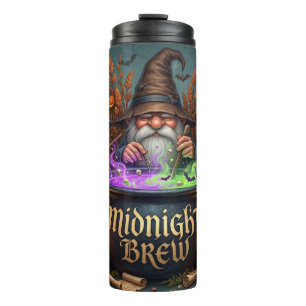 Halloween-Zauberer-Gnome-Mitternachtsbrau-Kessel Thermosbecher