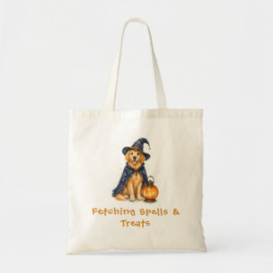 Halloween-Zauberer-Sprüche Süßer Golden Retriever Tragetasche