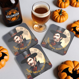 Halloween-Zauberhafte-Schwarzkünstler-Flaschenhalt Rechteckiger Pappuntersetzer