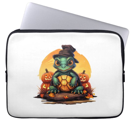 Halloween-Zauberturtle mit Hut im Herbst Laptopschutzhülle (Vorderseite)