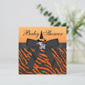 Halloween Zebra & Animal Print Baby Dusche Einladung (Stehend Vorderseite)