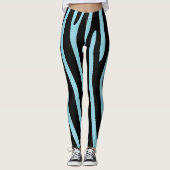 Halloween Zebra Stripes Black & Light Blue Leggings (Vorderseite)