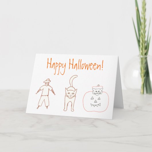 Halloween Zeichnend Cat Pumpkin Cards Karte (Vorderseite)