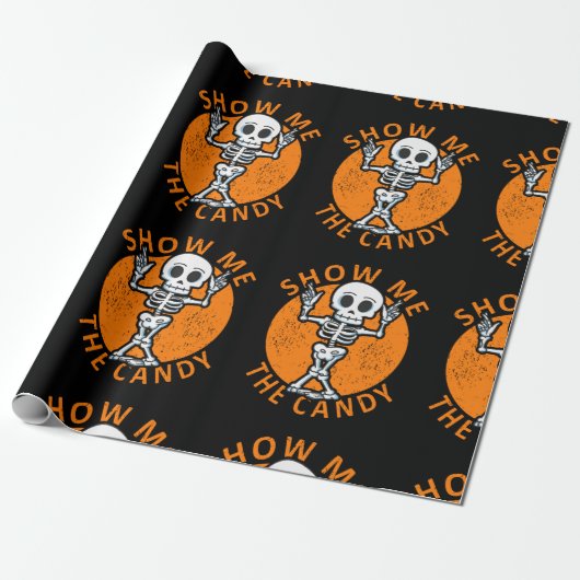 Halloween Zeige mir das Candy Skelett Geschenkpapier (Ungerollt)