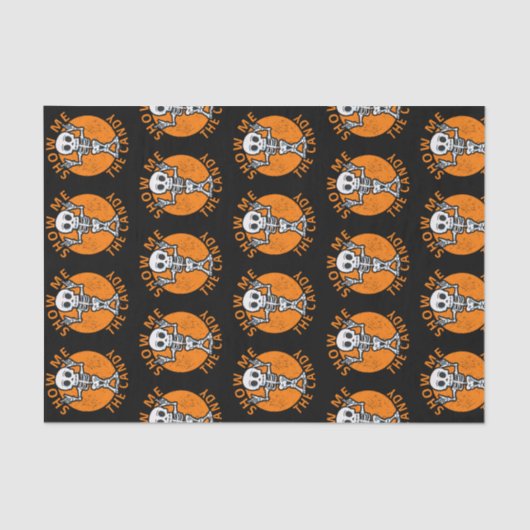 Halloween Zeige mir das Candy Skelett Seidenpapier (Vorderseite)