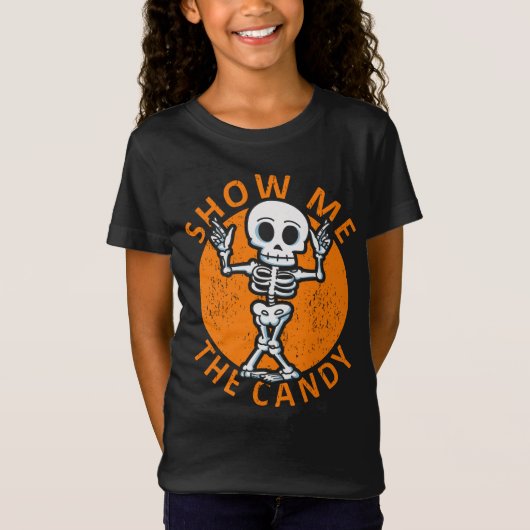 Halloween Zeige mir das Candy Skelett T-Shirt (Vorderseite)
