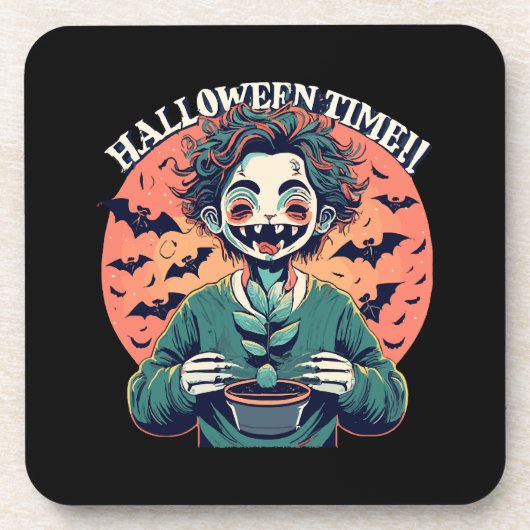 Halloween Zeit, aber seine wirklich glückliche Zei Getränkeuntersetzer (Vorderseite)