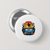 Halloween-Zeit Hexe Kürbisse Fledermäuse Sonnenunt Button (Vorne & Hinten)