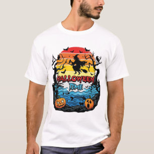 Halloween-Zeit Hexe Kürbisse Fledermäuse Sonnenunt T-Shirt