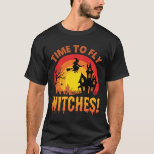 Halloween Zeit zum Fliegen Hexen Spukhaus T-Shirt