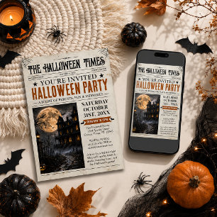 Halloween-Zeitungs-Einladung, Halloween-Party Einladung