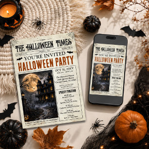 Halloween-Zeitungs-Einladung mit Programm