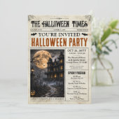 Halloween-Zeitungs-Einladung mit Programm (Stehend Vorderseite)