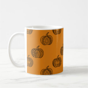 Halloween-zentangle-Kürbis HerbstErntedank Kaffeetasse