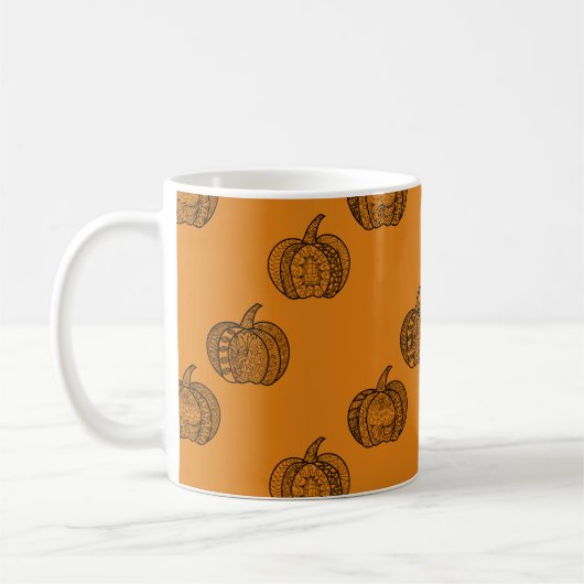 Halloween-zentangle-Kürbis HerbstErntedank Kaffeetasse (Links)